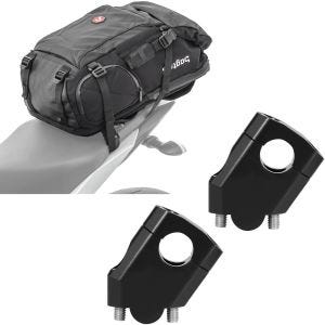 Set: Motorrad Rucksack HX5 wd. 45Ltr mit Helmhalterung Bagtecs mit Lenkererhöhung 40mm Alu passend für Lenker mit Ø 22mm 7/8" sw