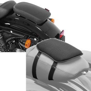 Set: Selle Pouf passager à Ventouses pour Motos Custom Glider X noir Craftride avec Gel Coussin de selle S Univ. noir