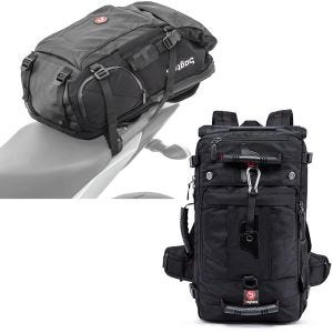 Set: Motorrad Rucksack HX5 Hecktasche wasserdicht 45Ltr mit Helmhalterung Bagtecs mit Rucksack HK4 Hecktasche 45Ltr sw