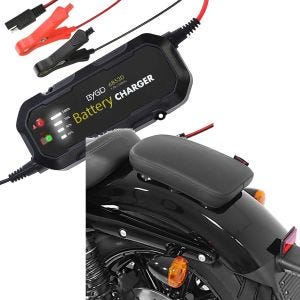 Set: Motorrad Batterie Ladegerät BC2 1.500mA Lumitecs mit Sozius Saugnapf Sitzpad passend für Custom Bikes Glider X sw