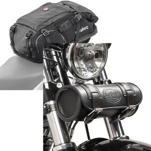 Set: Sac à dos moto HX5 imp. 45Ltr Bagtecs avec Moto Sacoche Fourche outils Elgin 2,4Ltr pour Retro Bikes noir