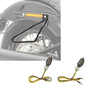 Set: Satteltaschenhalter univ. sw Craftride mit LED Blinker Motorrad KP8 mit E-Prüfzeichen 2 Stück vorne-hinten getönt