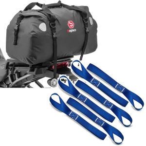 Set: Sacoche de selle Moto arrière XF60 Dry Bag Etanche Volume 60l Bagtecs avec Sangle loops set, 6er Big Pack Bleu