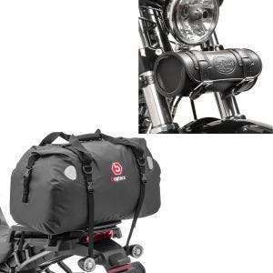 Set: Sacoche de selle Moto arrière XF60 Volume 60l Bagtecs avec Sacoche Fourche outils Elgin 2,4Ltr pour Retro Bikes nr