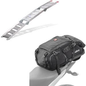 Set: rampe de chargement III en Alu max. 270 kg triple pliable pour moto ConStands avec Sac à dos moto HX5 imp. 45Ltr
