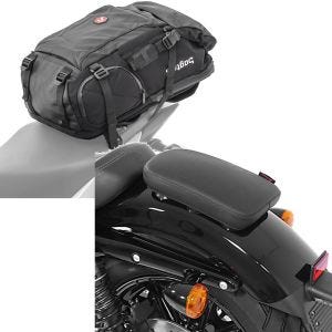 Set: Sac à dos moto HX5 imp. 45Ltr Bagtecs avec Selle Pouf passager à Ventouses pour Motos Custom Glider X noir