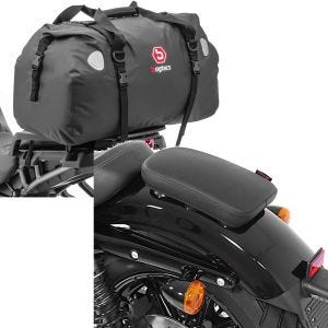 Set: Sacoche de selle Moto arrière XF60 Volume 60l Bagtecs avec Selle Pouf pour Motos Custom Glider X nr