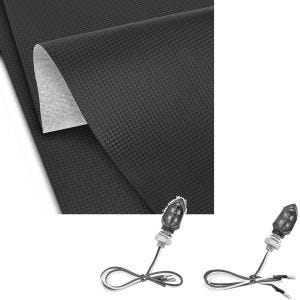 Set: Motorrad Sitzbank-Bezug Kunstleder Carbon-Look XL 140x100 cm Sitzbezug Tourtecs mit LED Blinker KP8 ECE Paar getönt