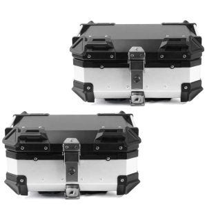 Set 2x Motorrad Alu Top Case Bagtecs XB28 Aluminium Universal 28 Liter silber