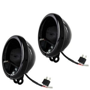 Set 2x LED Scheinwerfer-Gehäuse Kit 5,75" passend für Harley Davidson Craftride HG2 Lampenhalter schwarz