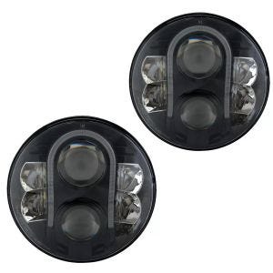 Set 2x LED Scheinwerfer 7 Zoll passend für Harley Davidson mit ECE Hauptscheinwerfer Craftride TH3 schwarz