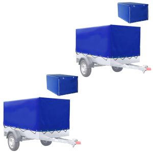 Set 2x Bâche de remorque avec ceinture en caoutchouc 210 x 114 x 88 cm Bâche haute Vanit imperméable 610 g/m² ME98 bleu