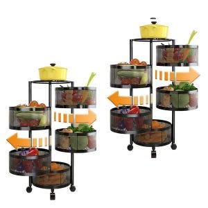 Set 2x Küchenwagen auf Rollen 5 Ebenen Divit Servierwagen Aufbewahrungsregal 360° drehbar RE21 schwarz