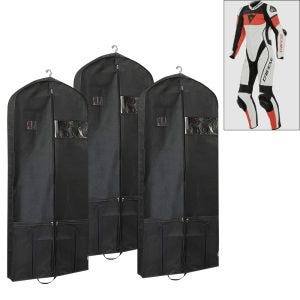 3er-Set Motorrad Lederkombi Kleidersack 65 x 170 cm Tourtecs LK14 Schutzhülle atmungsaktiv schwarz
