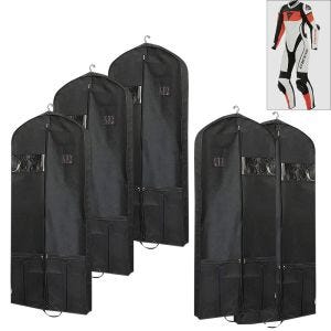 5er-Set Motorrad Lederkombi Kleidersack 65 x 170 cm Tourtecs LK14 Schutzhülle atmungsaktiv schwarz