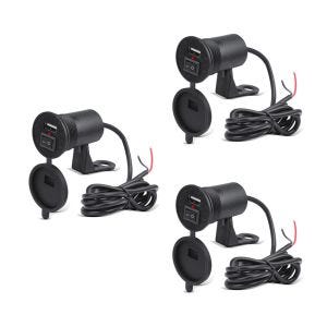 3er-Set 12V Motorrad USB Steckdose Lumitecs US4