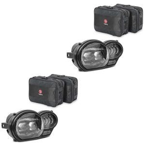 2x Set: LED Scheinwerfer passend für BMW R 1200 GS 04-12 Hauptscheinwerfer mit ECE Lumitecs QL4 + Vario Koffer Innentaschen passend für BMW R 1200 GS / Adventure 04-12 Koffertaschen Bagtecs MV1