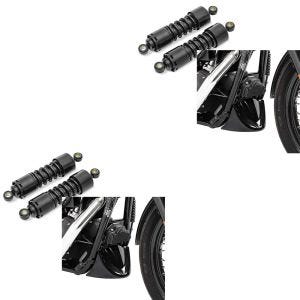 2x Set: Amortisseur 11 Pouces compatible avec Harley Davidson Dyna Street Bob 06-17 de Craftride noir + Protection moteur compatible avec Harley Davidson Dyna Street Bob 06-17 Craftride