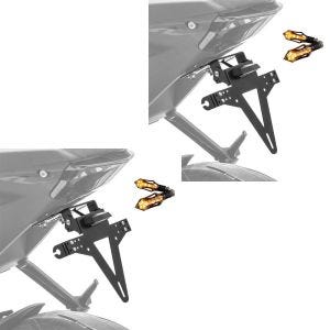 2x Set Kennzeichenhalter + 2x LED Lauflicht passend für Kawasaki Ninja 650 / 400 / 300 Zaddox KB5