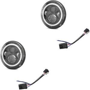 2x Set: LED Scheinwerfer 7" passend für Harley Davidson + Adapter H4 -H13