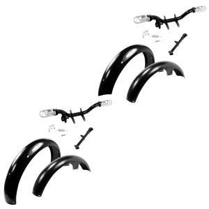2x Set: Support de repose-pieds et béquille latérale compatible avec Simson S70 avec Garde-boue avec garde boue noir