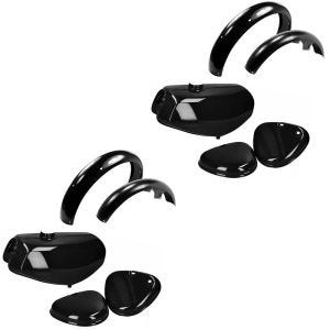 2x Set: Garde-boue avant / arrière compatible avec Simson S70 avec Réservoir d'essence avec couvercle latéral noir