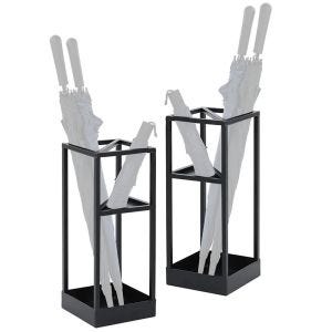 Lot de 2 Porte-parapluies Divit porte-parapluies porte-manteau en acier RE64 noir