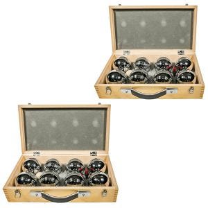 2er-Set Boule Set in Holzkoffer Cranit 8 Boule Pétanque Kugeln inklusive Schweinchen Zielkugel RE65