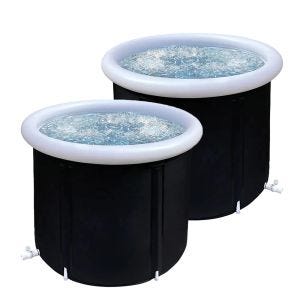 2er-Set Eisbad aufblasbar Divit EB14 PVC Eistonne tragbar 75 x 75 cm schwarz