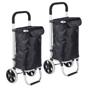 Lot de 2 Chariot de courses pliable ET1 Divit panier de courses 50 litres noir