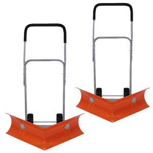 Lot de 2 Pelle à neige réglable avec roues Divit RS23 déneigeuse pelle à neige orange