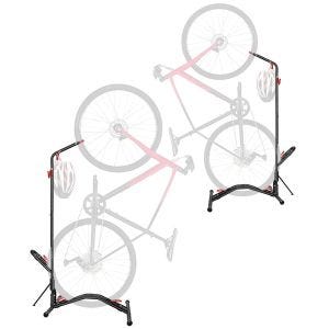 Lot de 2 Support compatible avec vélo sur pied Cranit support de sol réglable verticalement et horizontalement RE97 noir