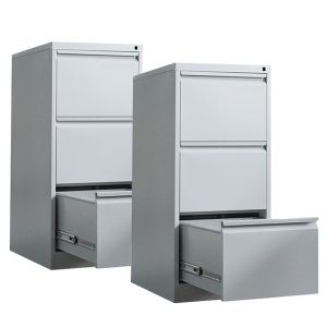 2er-Set Metallschrank mit 3 Schubladen MS41 Divit Aktenschrank mit Schubladen grau