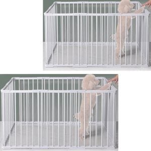 Lot de 2 Enclos compatible avec chiots en métal Divit parc compatible avec animaux enclos extérieur 95x48x68 cm PL17 blanc NEW