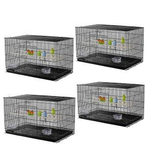 Lot de 4 Cage à oiseaux avec poteaux en bois Volière à oiseaux Divit avec bac à poussière 76 x 45 x 46 cm PL8 noir