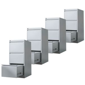 4er-Set Metallschrank mit 3 Schubladen MS41 Divit Aktenschrank mit Schubladen grau