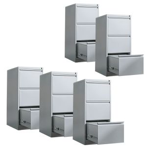 5er-Set Metallschrank mit 3 Schubladen MS41 Divit Aktenschrank mit Schubladen grau