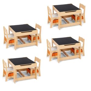 4er-Set 4 teilige Kindersitzgruppe aus Holz KG1 Divit Kinder Tischgruppe mit 2 Stühlen