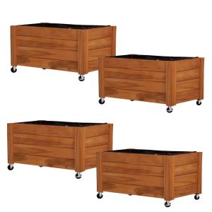 Lot de 4 cache-pots sur roulettes Divit Lot de 4 jardinières surélevées FC58 en bois 78 x 52 x 40,5 cm