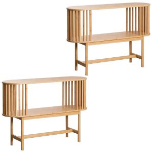 2x table console bambou Divit SR90 commode console avec 2 étagères