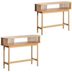 2x table console bambou SR91 Divit table d'appoint console avec 2 étagères NEW