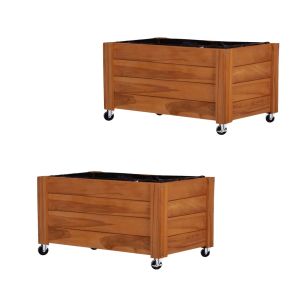 2x pots de fleurs sur roulettes Divit FC58 jardinière surélevée bois 78 x 52 x 40,5 cm