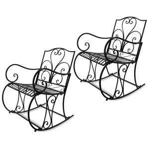 2x chaises à bascule compatible avec le jardin BK2214 Divit chaise à bascule rétro en fer NEW