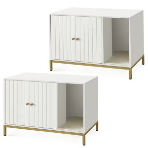 2x Feandrea bac à litière compatible avec chat armoire Divit BK2718 toilette compatible avec chat, avec tapis griffoir 80 x 50 x 55 cm
