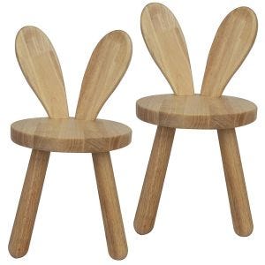 2x Kinderstuhl Holz Divit KS1 Massivholz Hocker Hasenohren