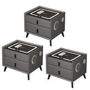 Lot de 3 tables de chevet intelligentes Divit tables de chevet NT15 avec enceintes 10W éclairage LED et recharge sans fil