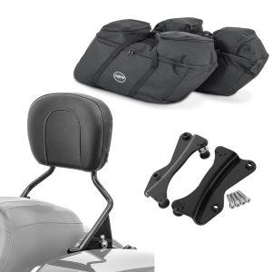 Koffer Innentaschen + Sissybar + 4-Punkt Montagekit passend für Harley Davidson Touring 14-24