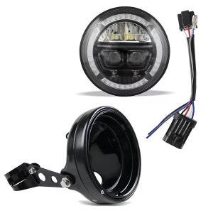 Hauptscheinwerfer F10 LED 7" Zoll + Scheinwerfergehäuse + Adapter H4 auf H13
