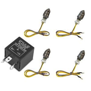 2x 2 pièces clignotants LED KP8 avec E-mark avant-arrière teinté + relais clignotant 12V