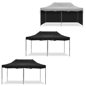 2x Rennzelt 3x6m faltbar Tourtecs Faltpavillon schwarz + 4x Pavillon Seitenwände 3x6m